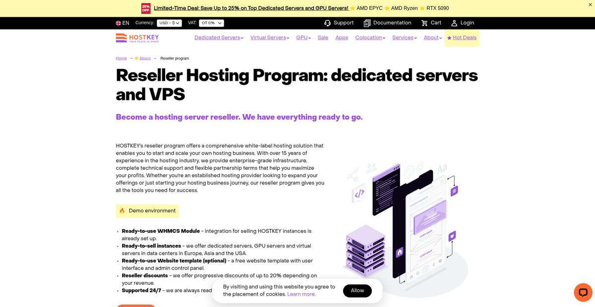 Reseller Hosting Program: dedicated servers and VPS Screenshot