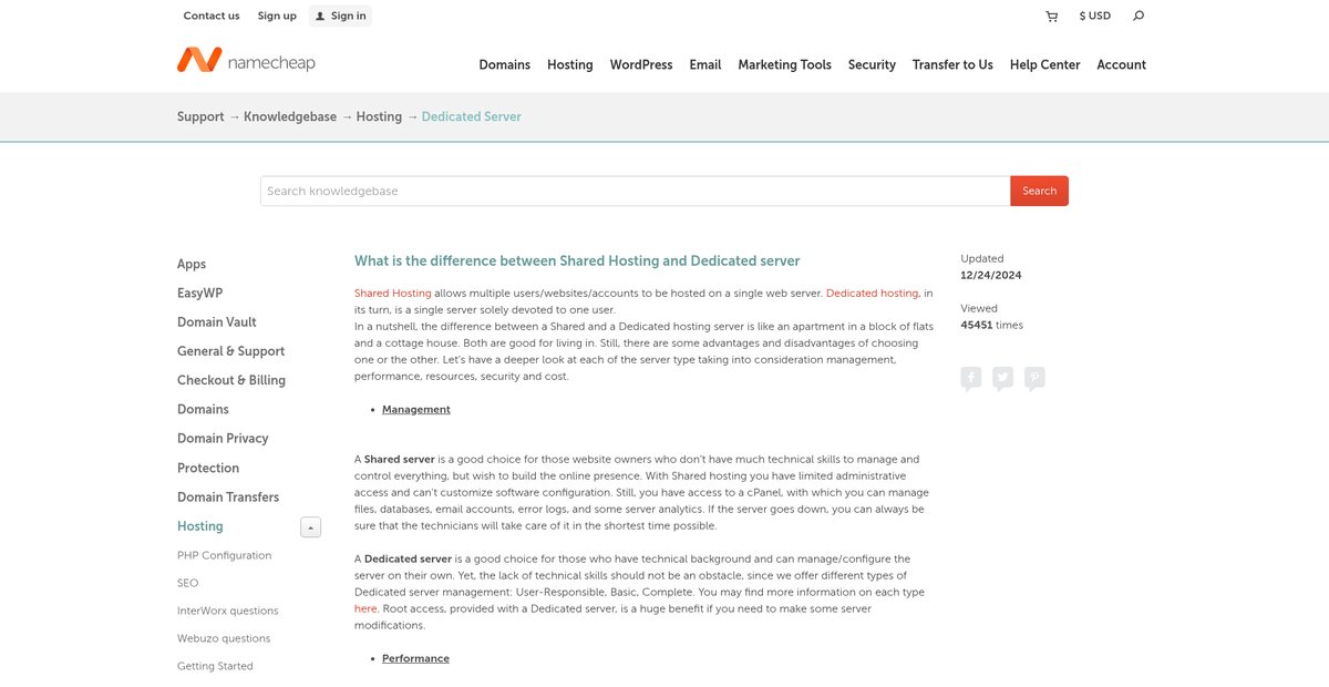 What is the difference between Shared Hosting and ... Screenshot