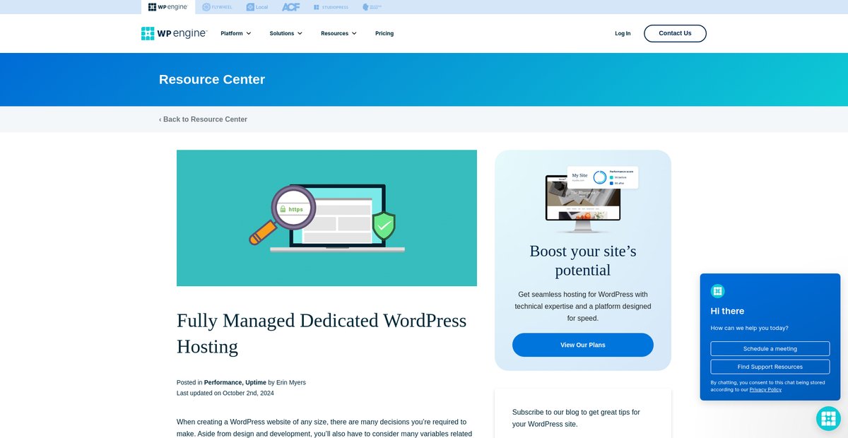 Dedicated WordPress Server Hosting Screenshot