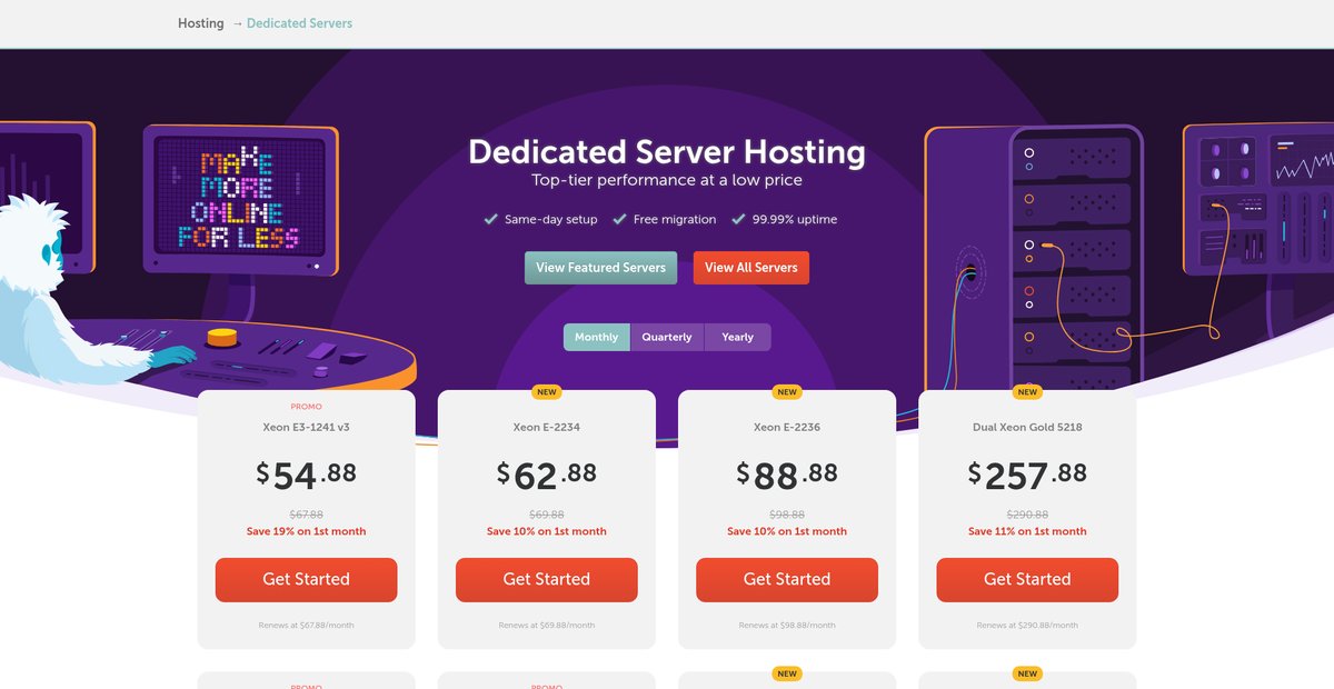 Dedicated Servers hosting — Full control, power, and ... Screenshot