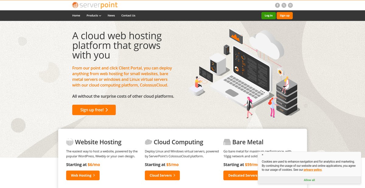 Dedicated server hosting, cloud VPS virtual servers and web ... Screenshot