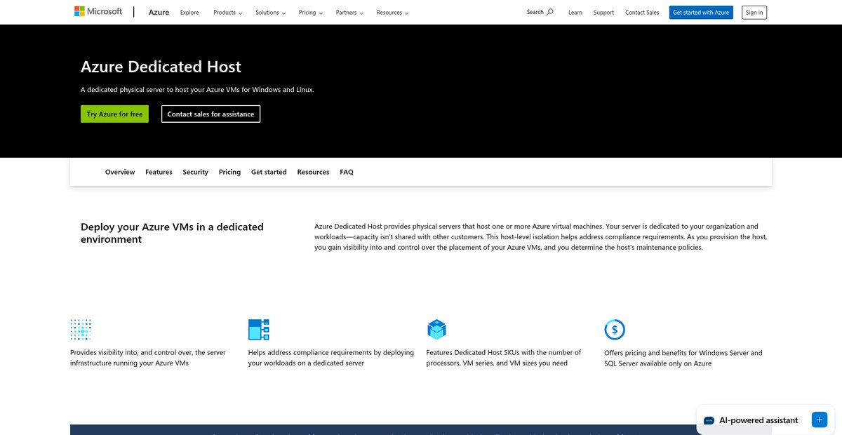 Azure Dedicated Host - Private Cloud Screenshot