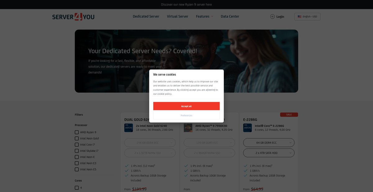 Dedicated Servers – Low prices for great performance Screenshot