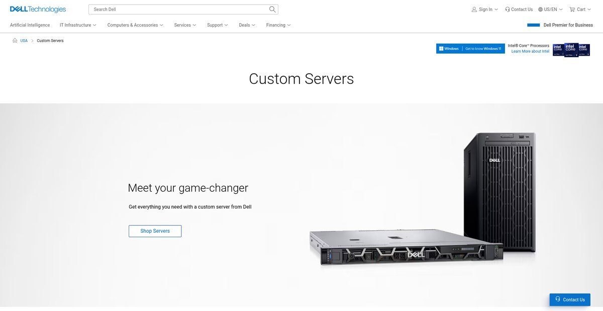Custom Servers - PowerEdge Rack & Tower Servers | Dell USA Screenshot