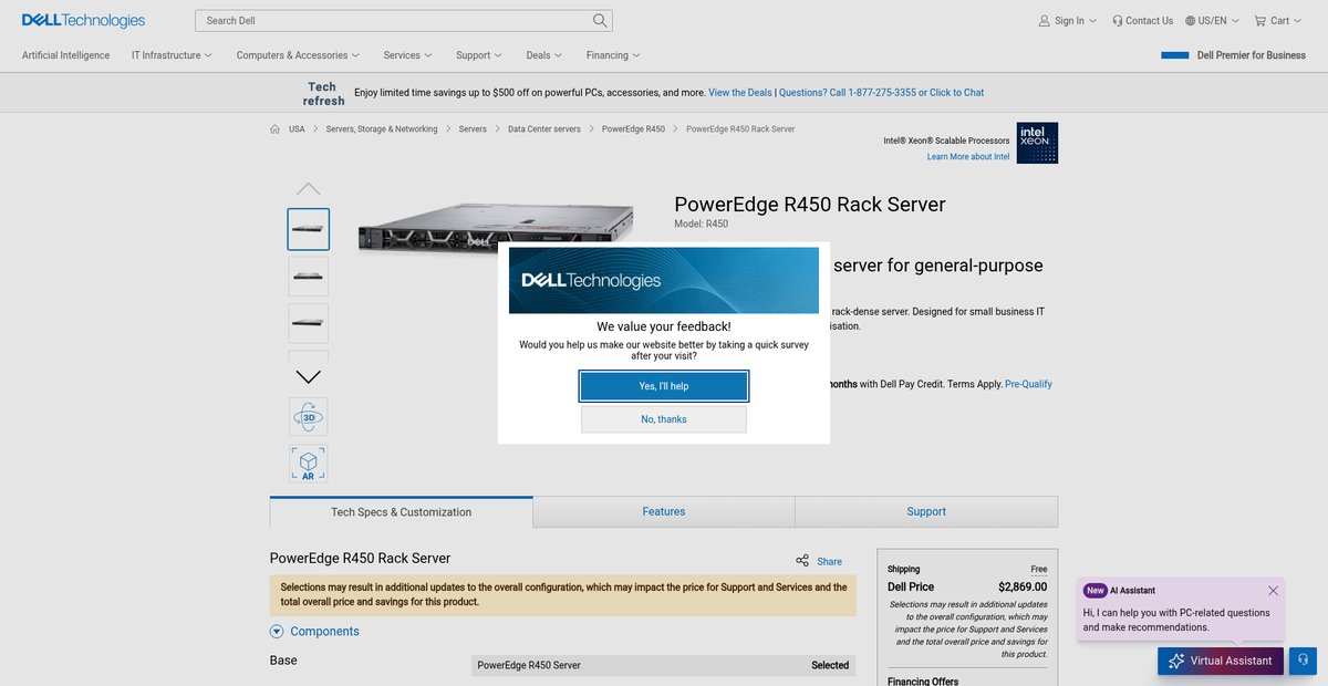 PowerEdge R450 Rack Server | Dell United States Screenshot