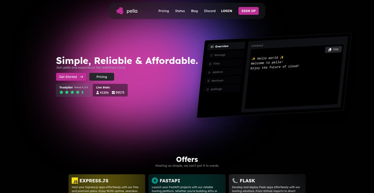 pella - free discord bot hosting Screenshot