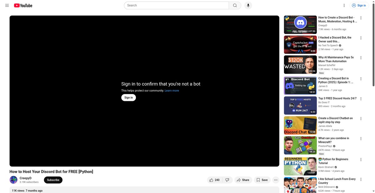 How to Host Your Discord Bot for FREE [Python] Screenshot