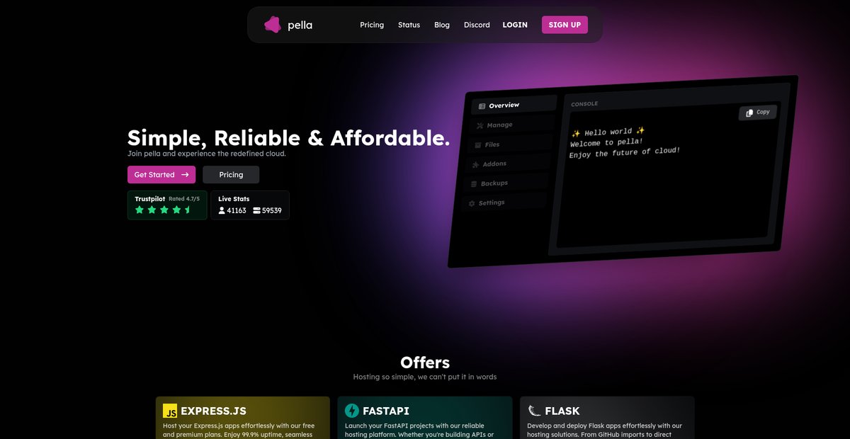 pella - free discord bot hosting Screenshot