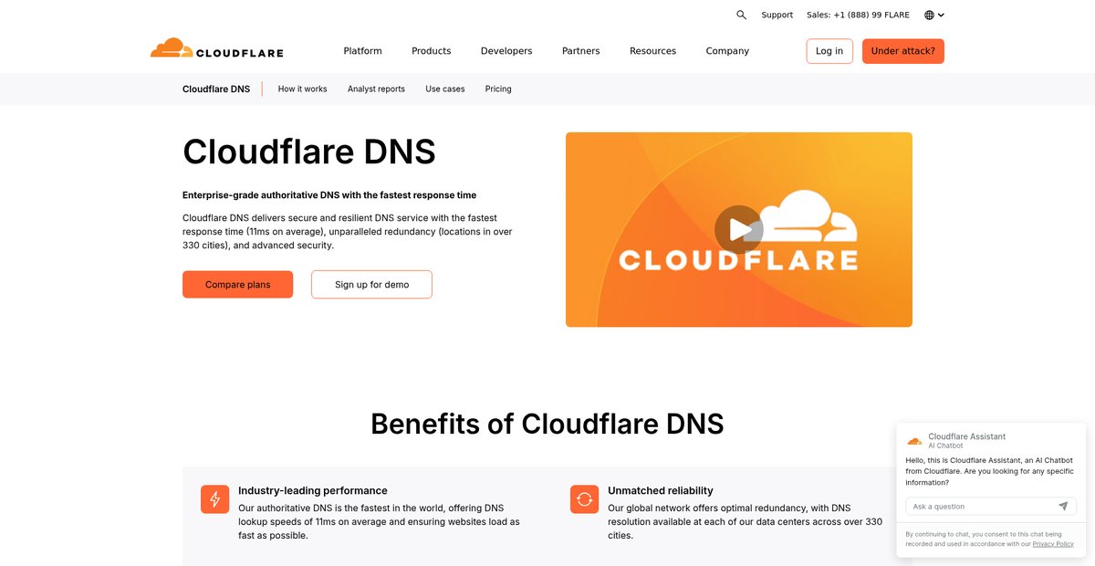 Cloudflare DNS | Authoritative and Secondary DNS Screenshot
