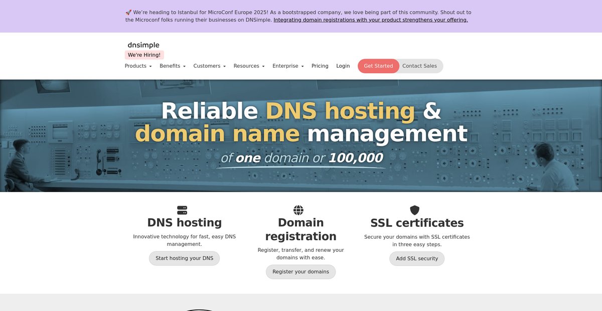 DNS hosting provider and domain registrar | DNSimple ... Screenshot