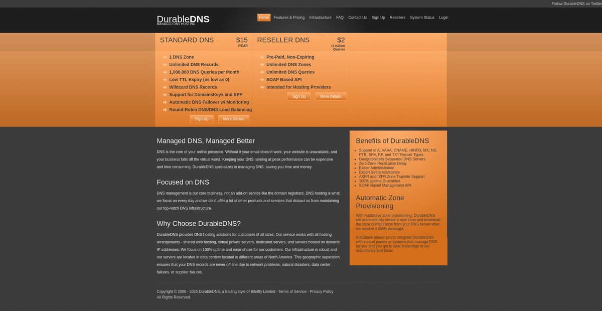 DurableDNS - Managed DNS Hosting Screenshot