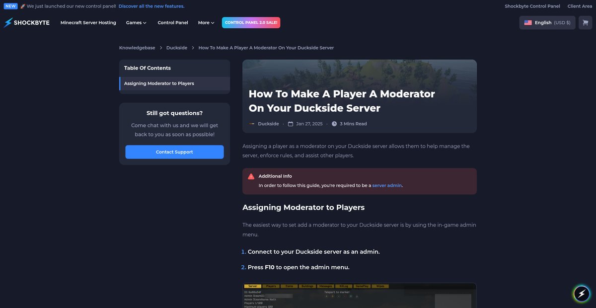 How To Make A Player A Moderator On Your Duckside Server Screenshot