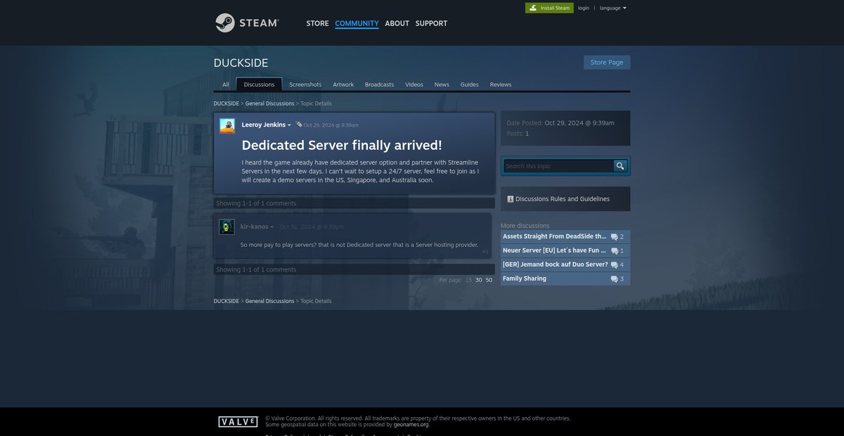 Dedicated Server finally arrived! - DUCKSIDE Screenshot