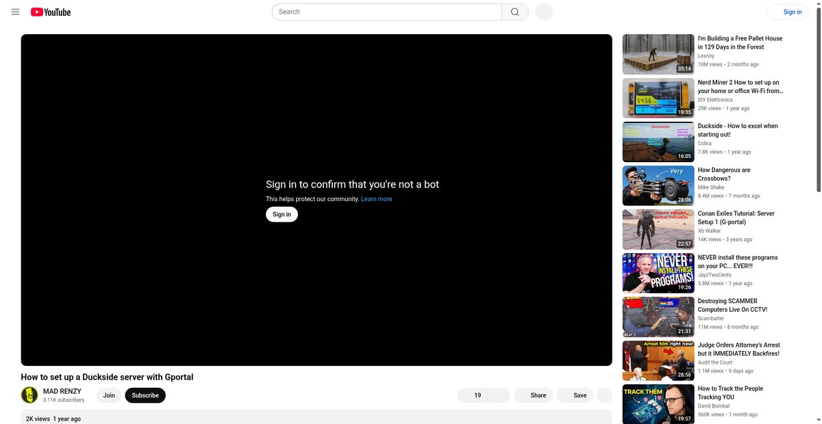 How to set up a Duckside server with Gportal Screenshot