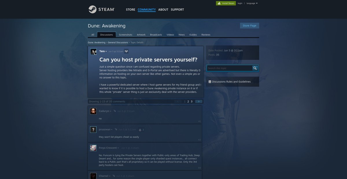 Can you host private servers yourself? :: Dune Screenshot