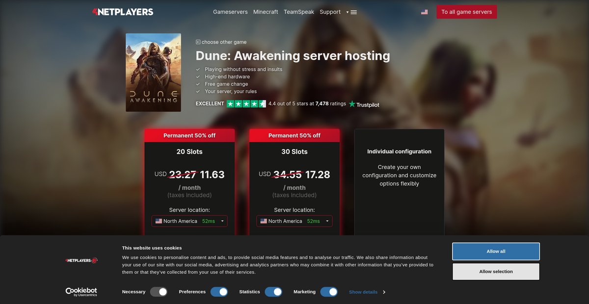 Dune: Awakening Server hosting from USD11.63/month Screenshot