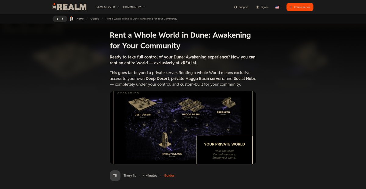 Rent a Whole World in Dune: Awakening for Your Community Screenshot