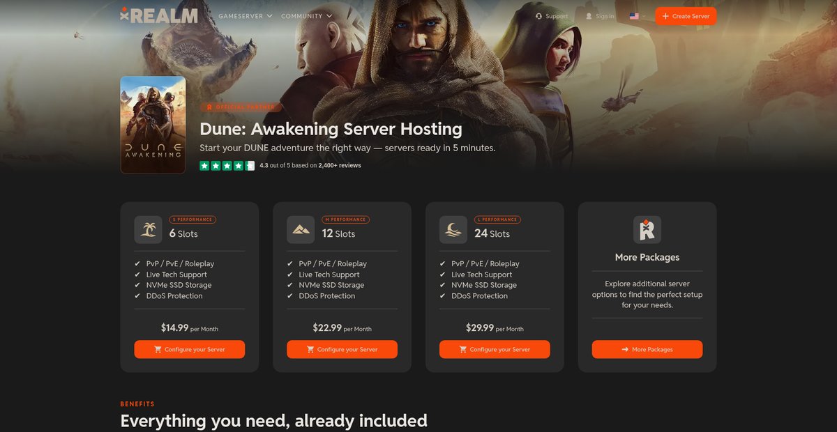Dune: Awakening Server Hosting Screenshot