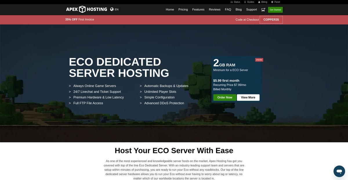 ECO Dedicated Server Hosting Screenshot