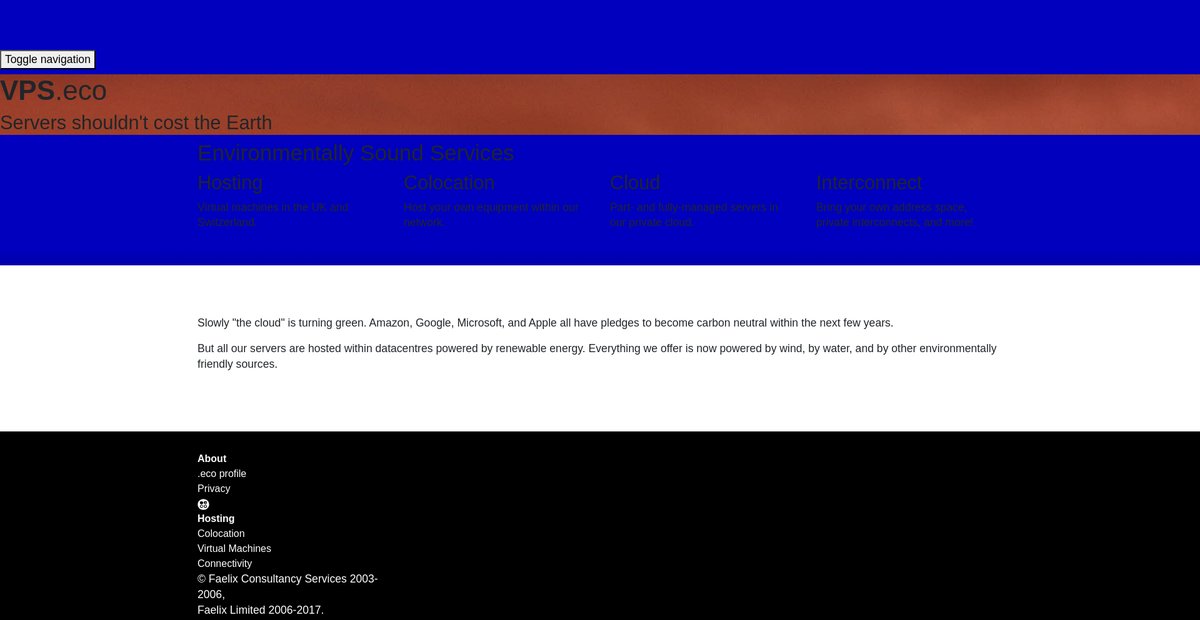 Servers shouldn't cost the Earth – VPS.eco Screenshot