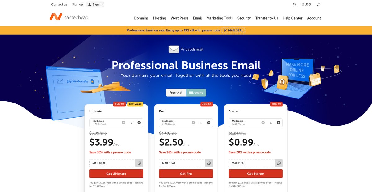 Professional Business Email Solution for Your Domain Screenshot