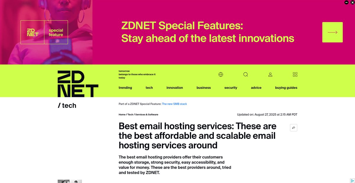 Best email hosting services 2025: My top picks for personal ... Screenshot