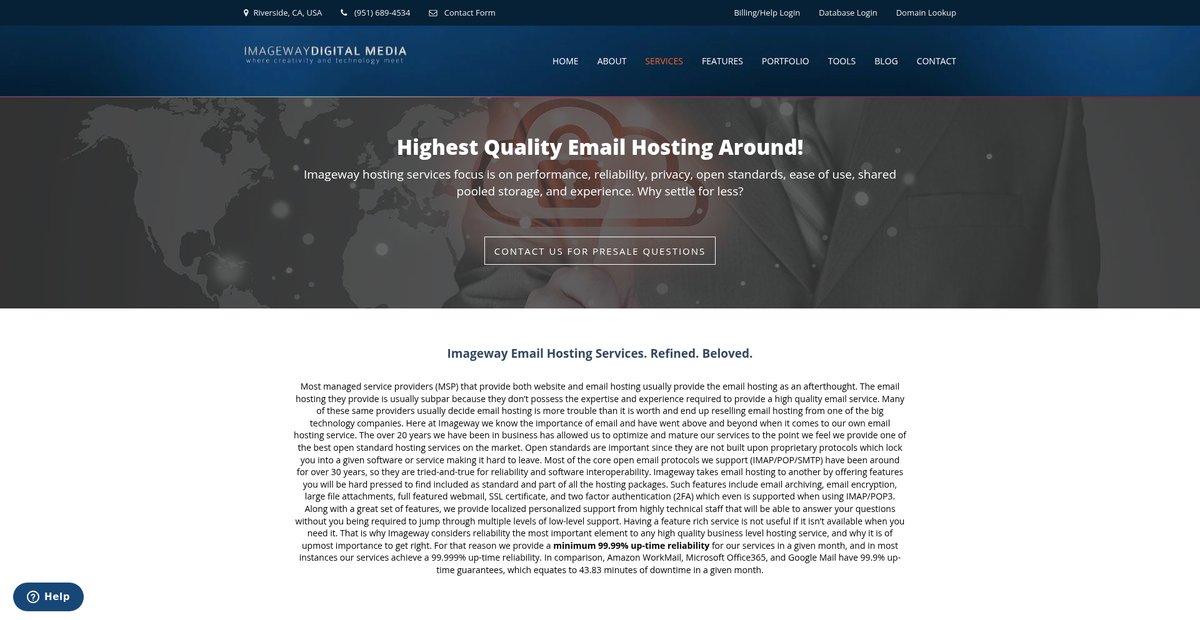 Highest Quality Email Hosting Around! Screenshot