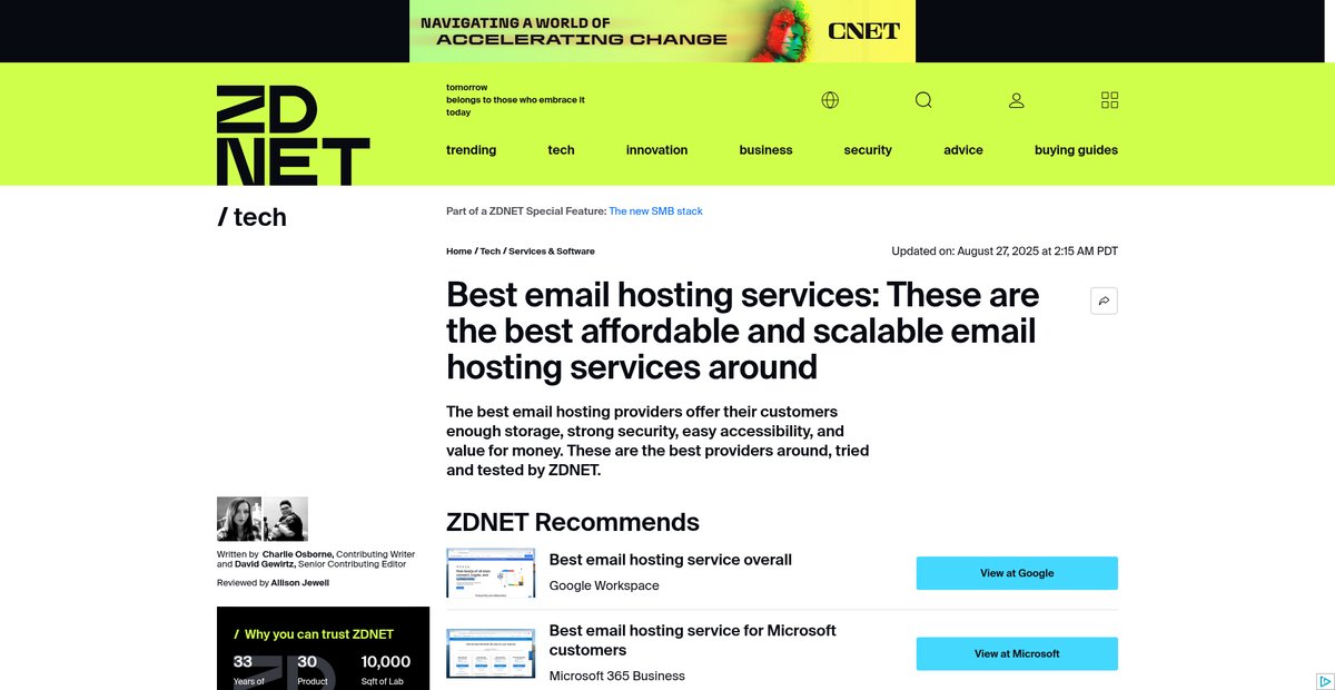 Best email hosting services 2025: My top picks for personal ... Screenshot
