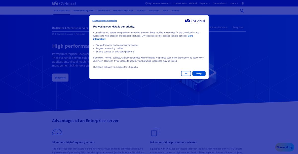 Enterprise Server Hosting | Dedicated Servers Screenshot