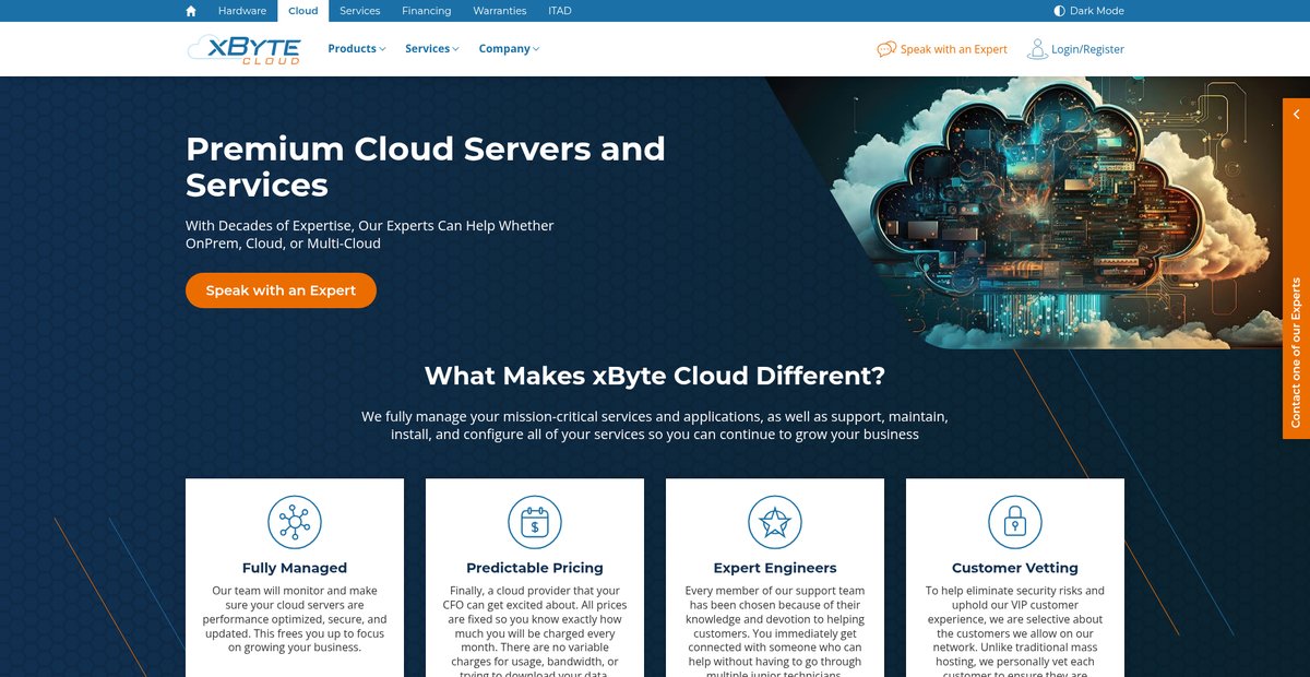 Premium Cloud Servers and Services Screenshot