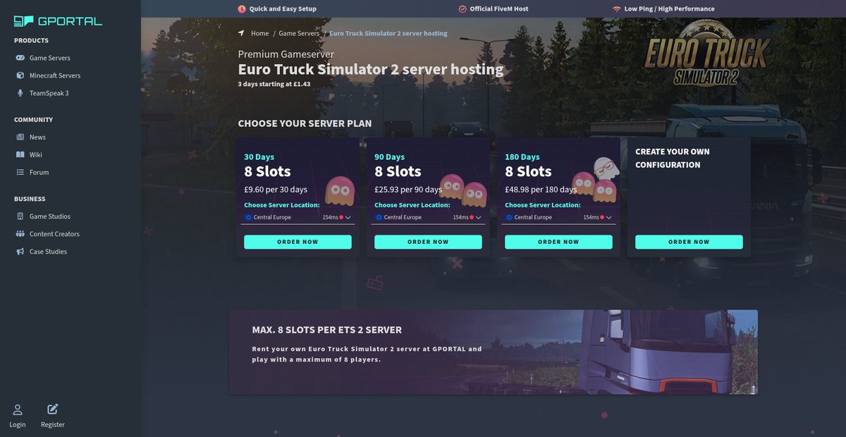 Euro Truck Simulator 2 server hosting ➜ g-portal.com Screenshot