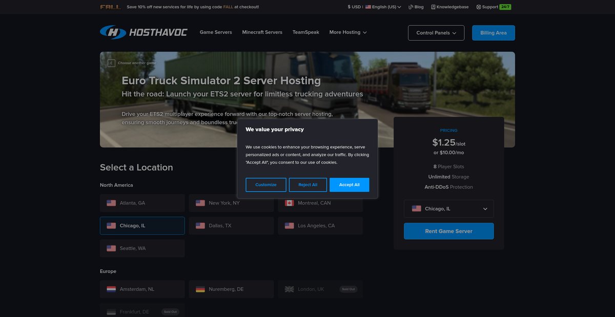 Euro Truck Simulator 2 Server Hosting Screenshot