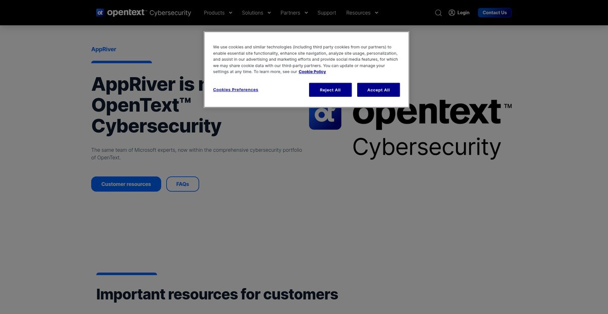 AppRiver Legacy Reference Page Screenshot
