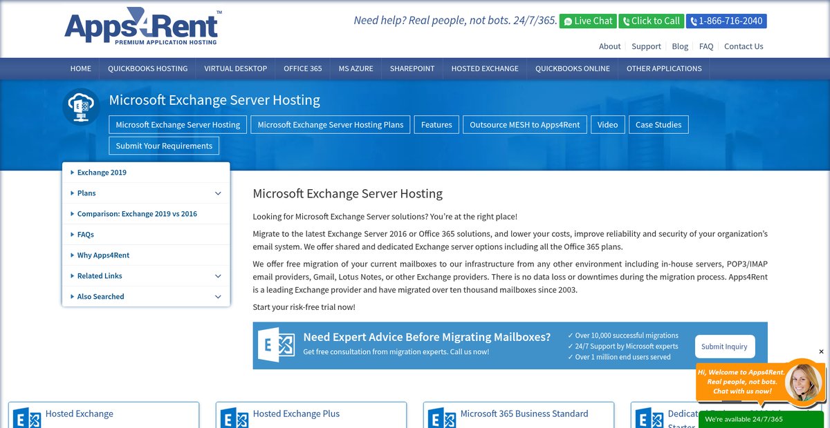 Microsoft Exchange Server Hosting Screenshot