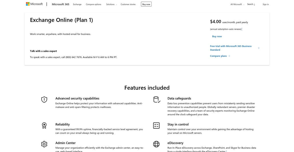 Exchange Online – Hosted Email for Business Screenshot