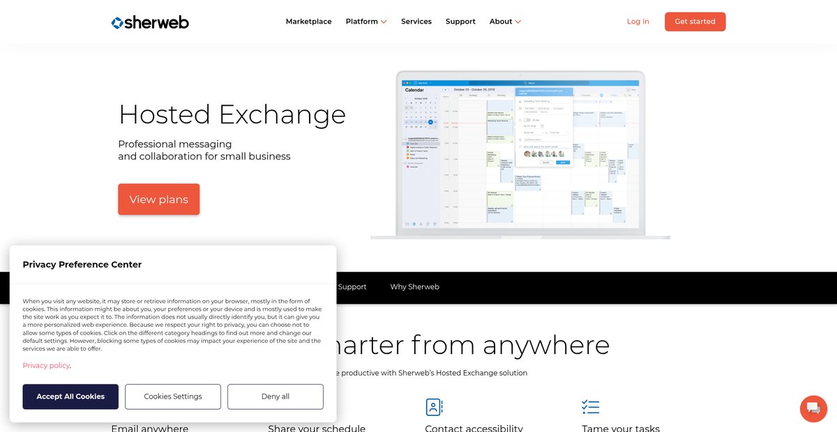 Hosted Exchange Screenshot