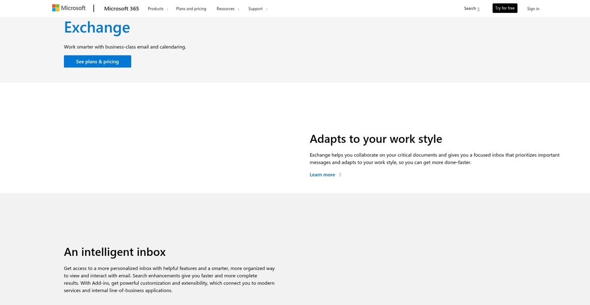 Enterprise Email Service for Business - MS Exchange Email Screenshot