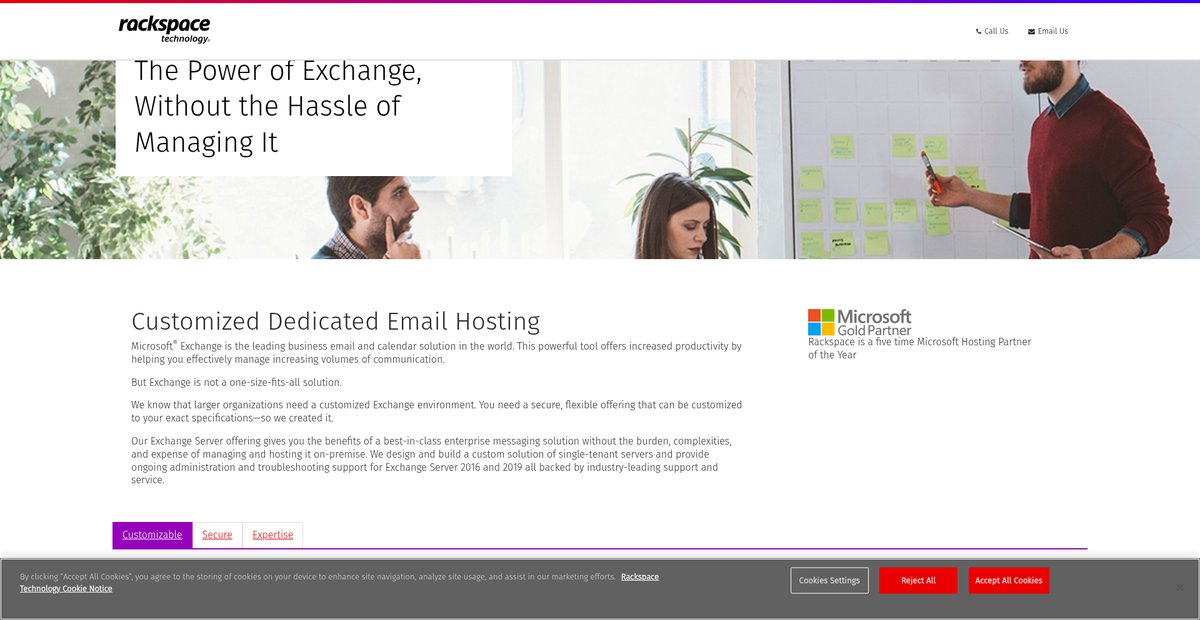 Microsoft Exchange Server | Rackspace Dedicated Email Hosting Screenshot