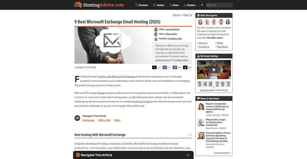 9 Best Microsoft Exchange Email Hosting (2025) Screenshot