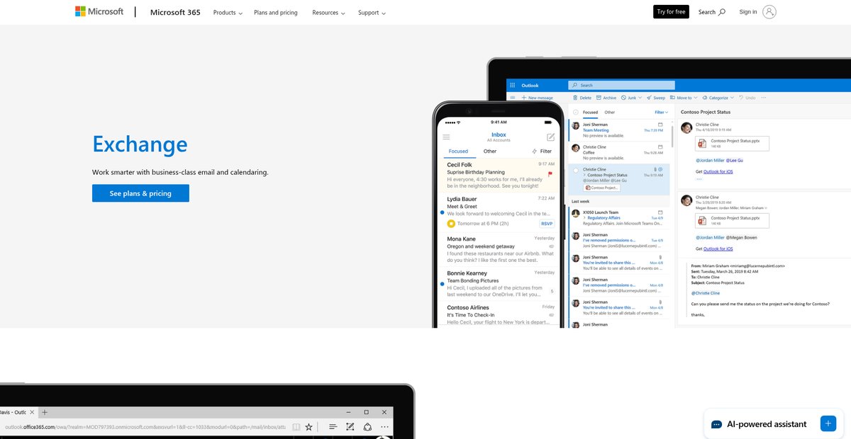 Enterprise Email Service for Business - MS Exchange Email Screenshot