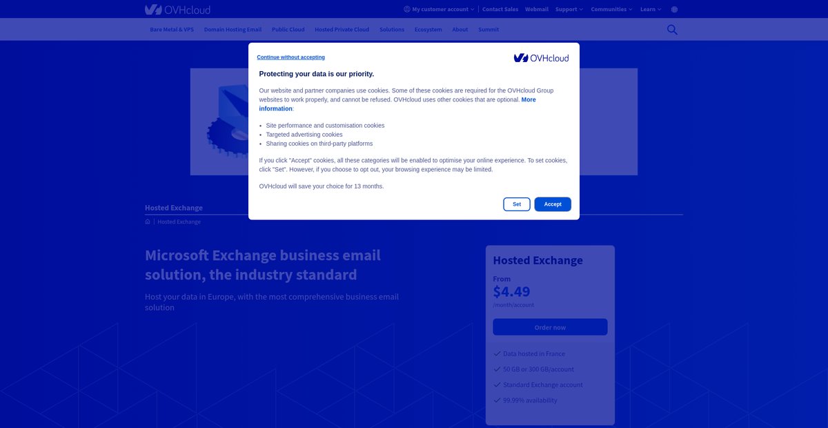 Hosted Exchange Screenshot