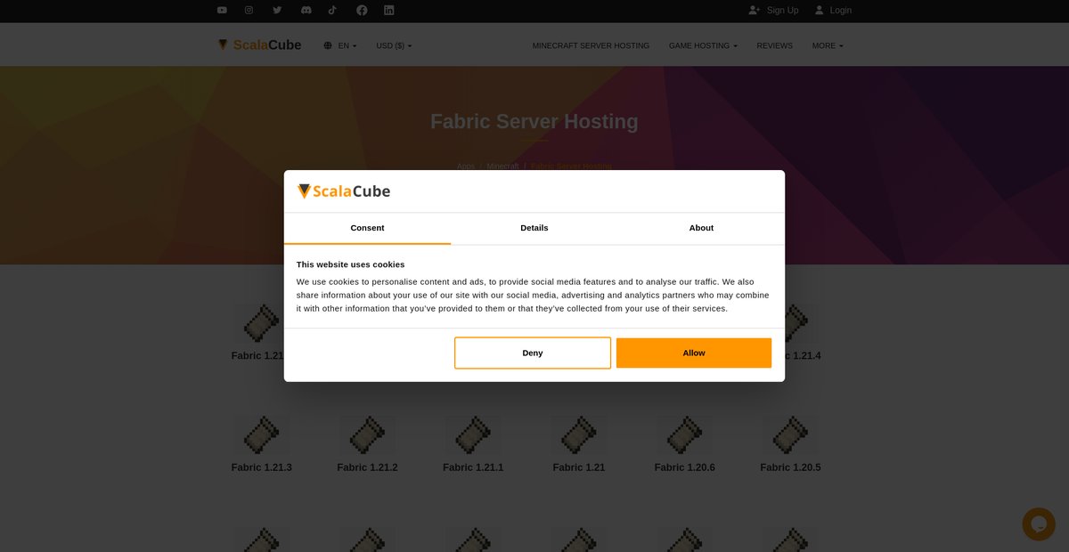Minecraft Fabric Server Hosting Rental Screenshot