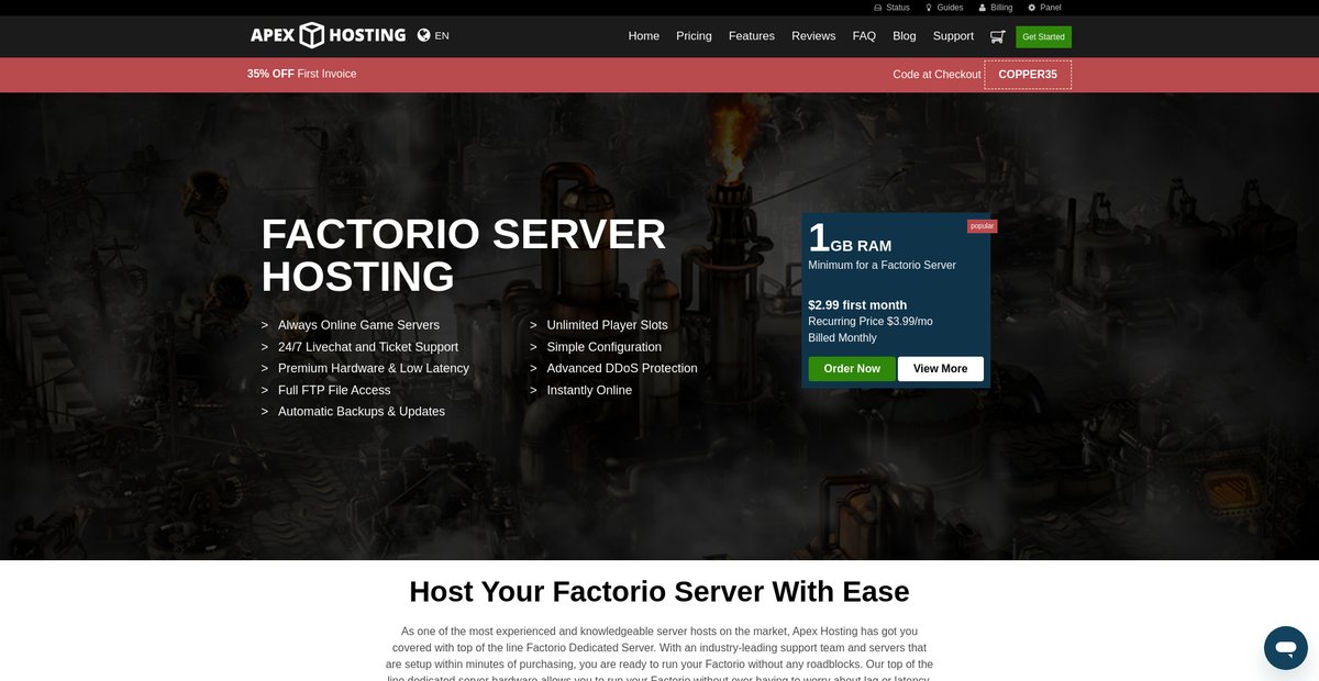 Factorio Server Hosting Screenshot