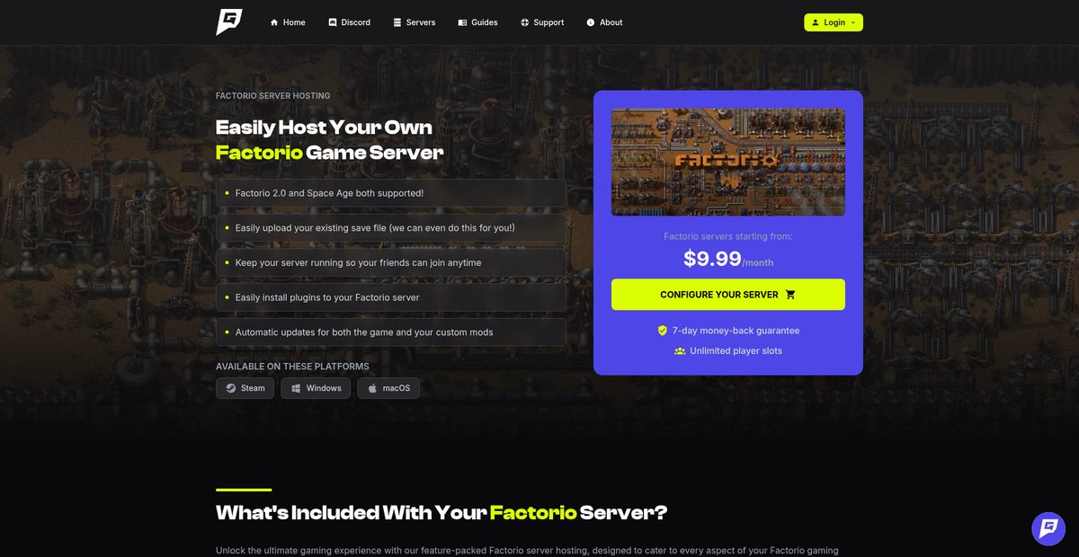 Factorio Server Hosting - Game Host Bros Screenshot