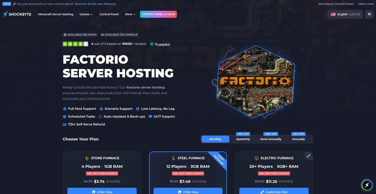Factorio Server Hosting Screenshot
