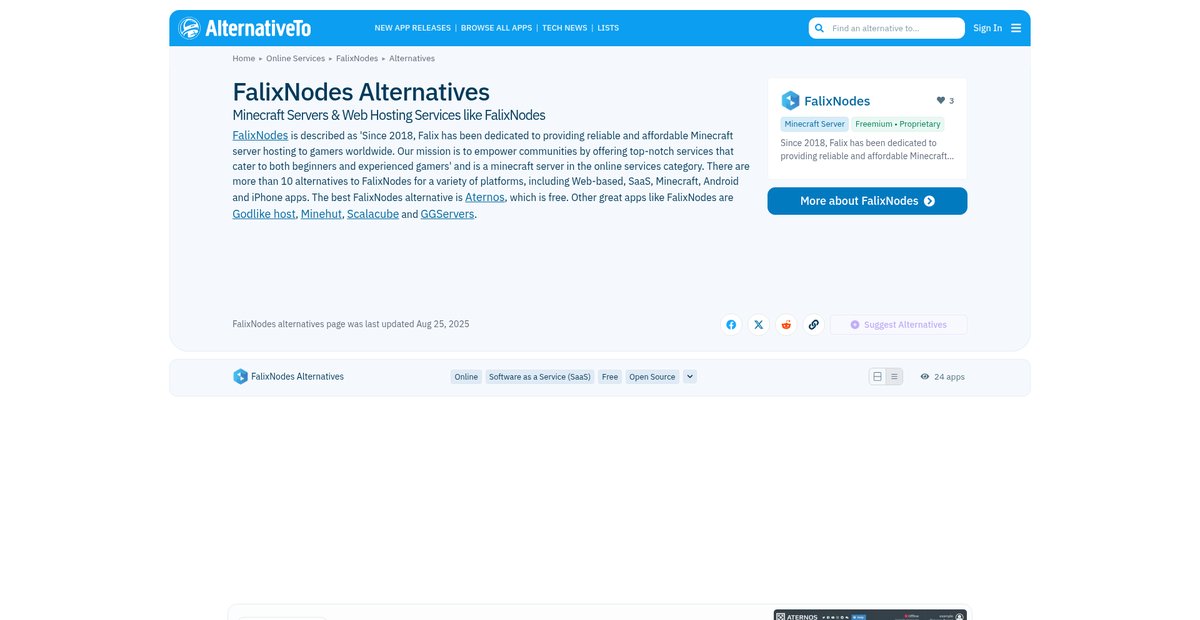 FalixNodes Alternatives: Top 10 Minecraft Servers & ... Screenshot