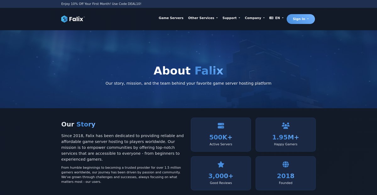 About Us | Falix Screenshot
