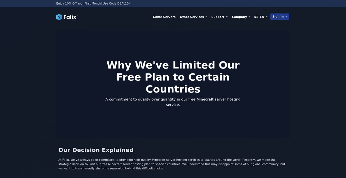Why We've Limited Our Free Plan to Certain Countries Screenshot