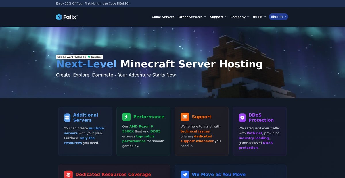 Premium Minecraft Server Hosting - Fast & Reliable Screenshot