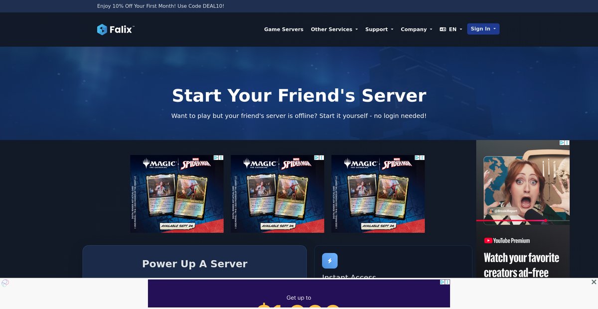 Start Your Friend's Minecraft Server Screenshot